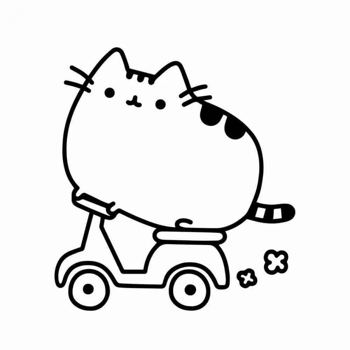 Coloring pages cozy chubby cat