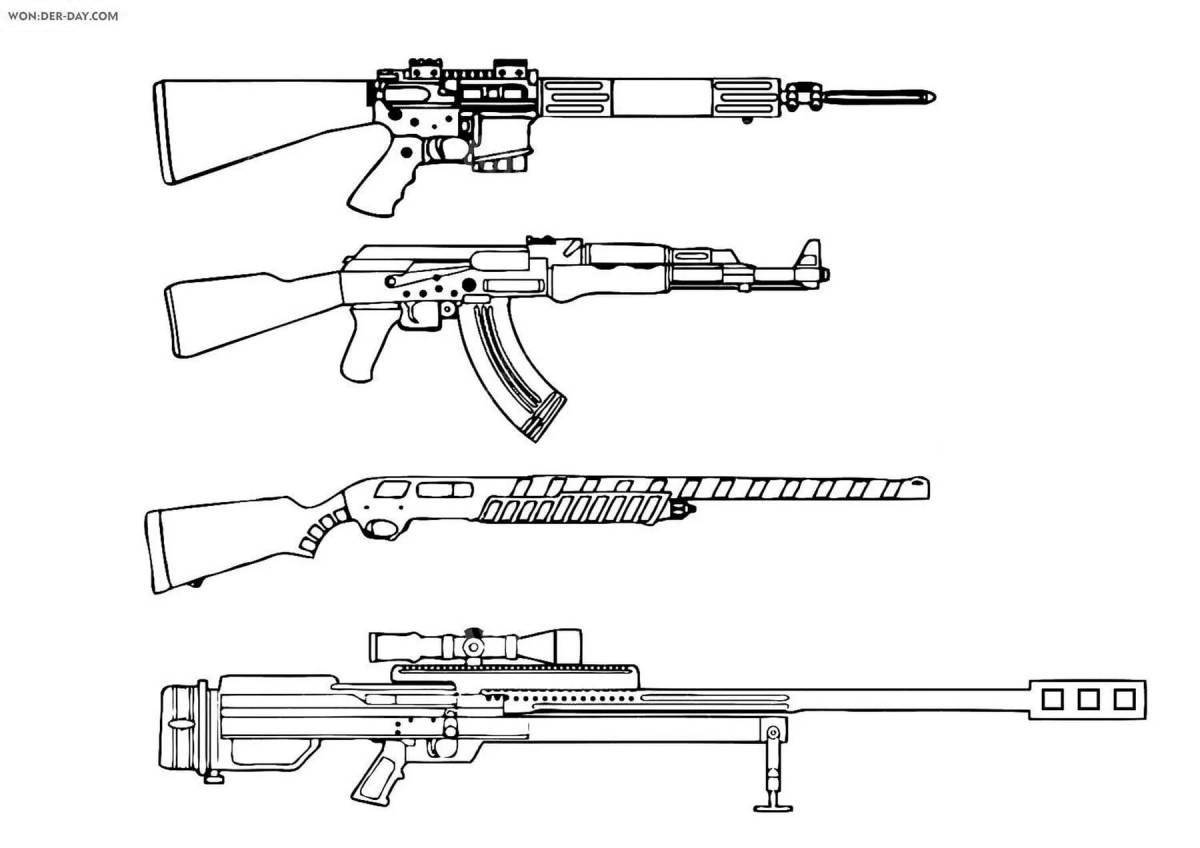 Intriguing cool weapon coloring page