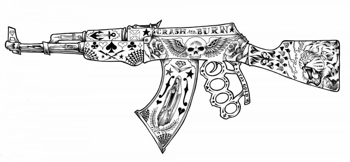 Superb cool weapons coloring page