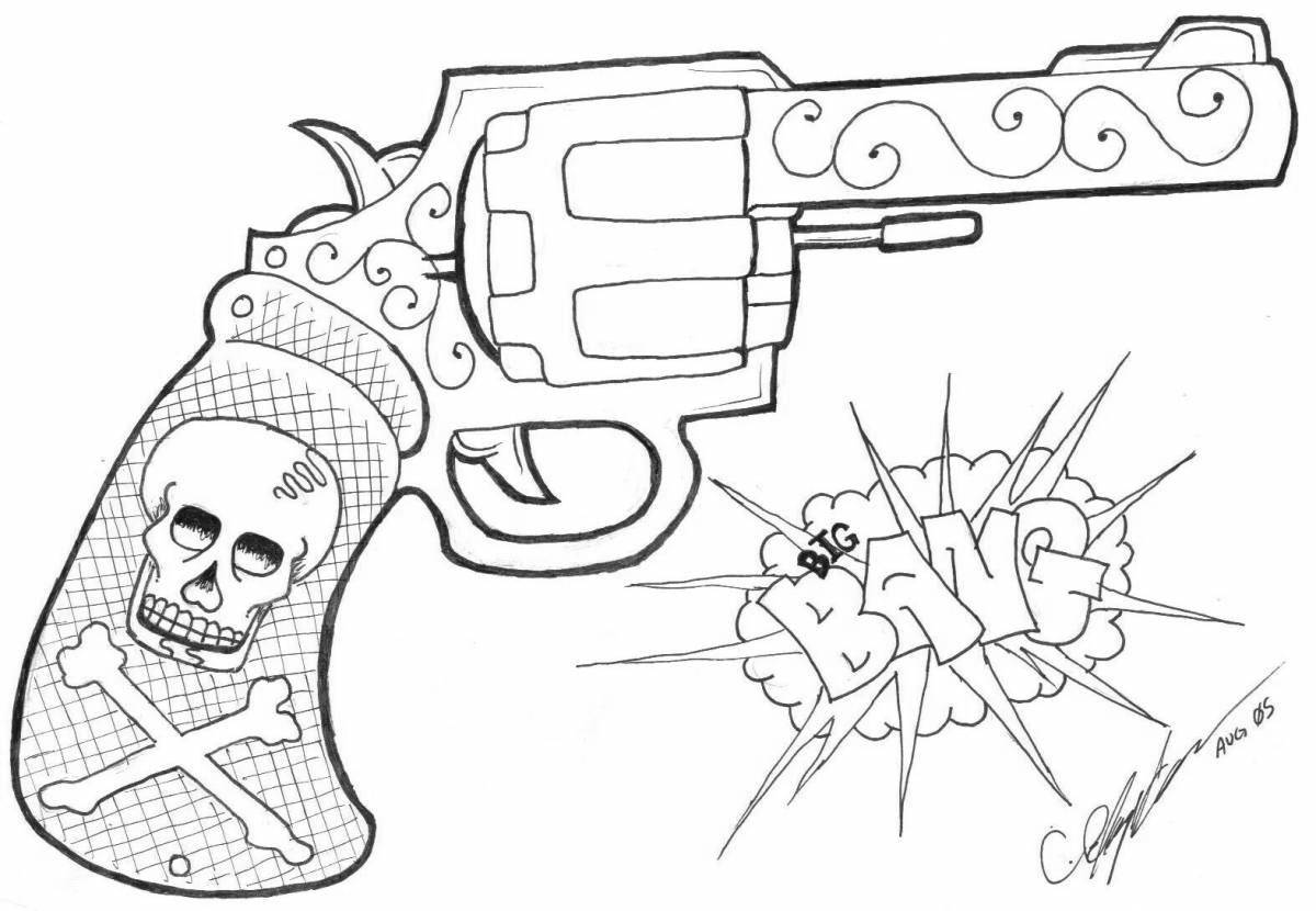 Outstanding cool weapon coloring page