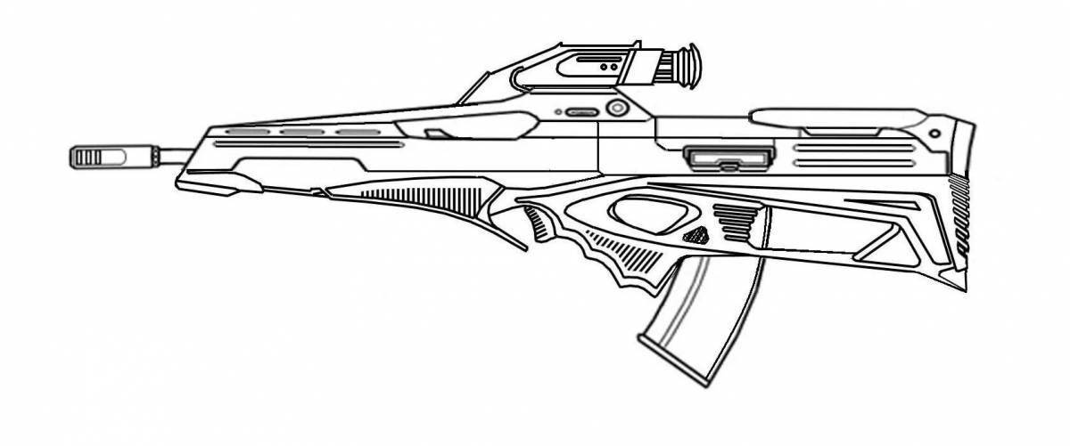 Colourful weapon stands coloring page