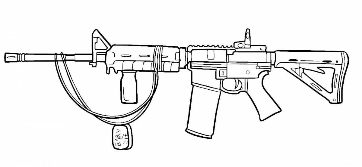 Fascinating weapon stands coloring page