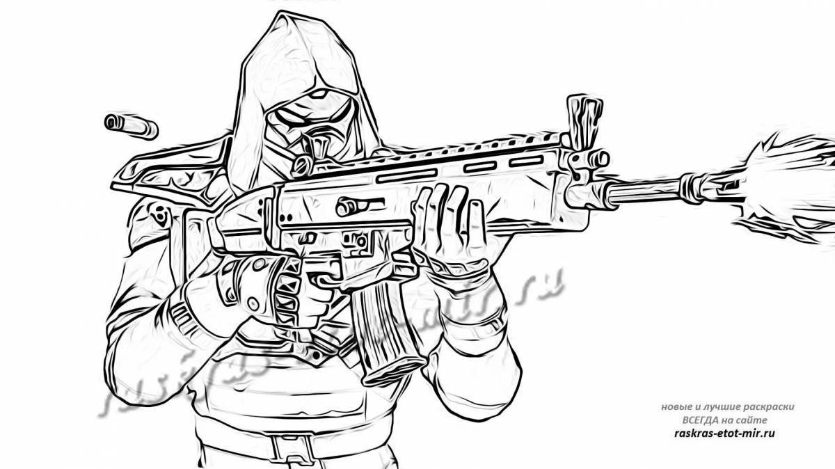 Playful weapon coloring page
