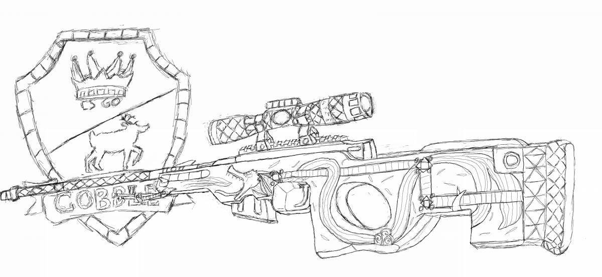 Happy weapon rack coloring page