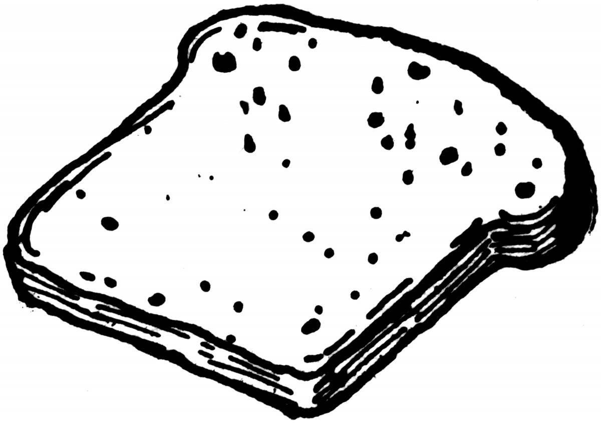 Хрустящая страница раскраски куска хлеба