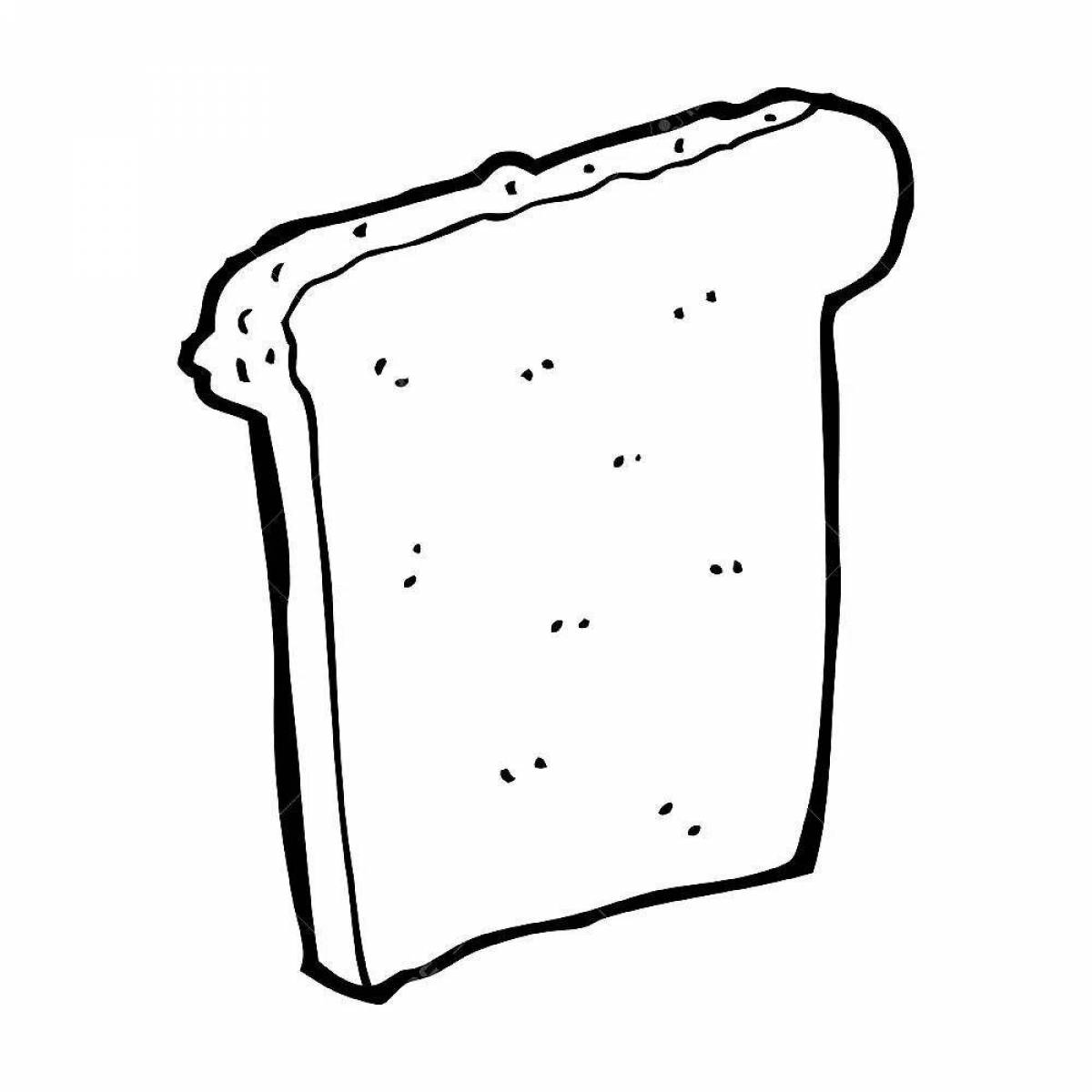 Coloring a piece of bread with soft crumbs