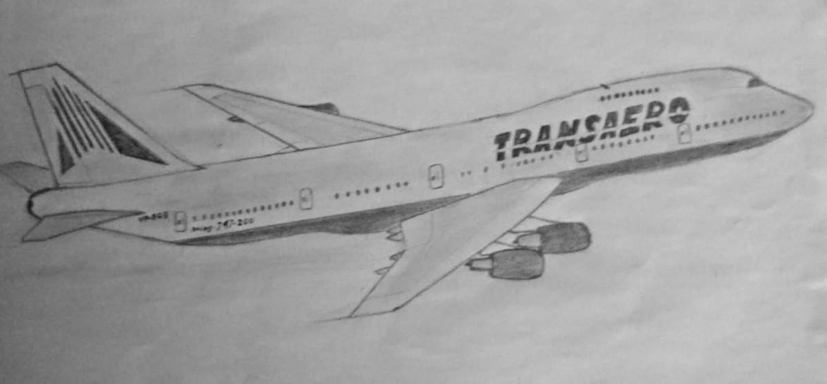 Раскраска элегантный боинг 747