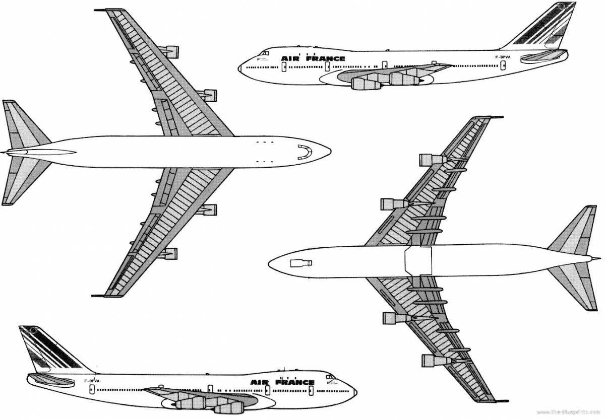 Shiny boeing 747 coloring book