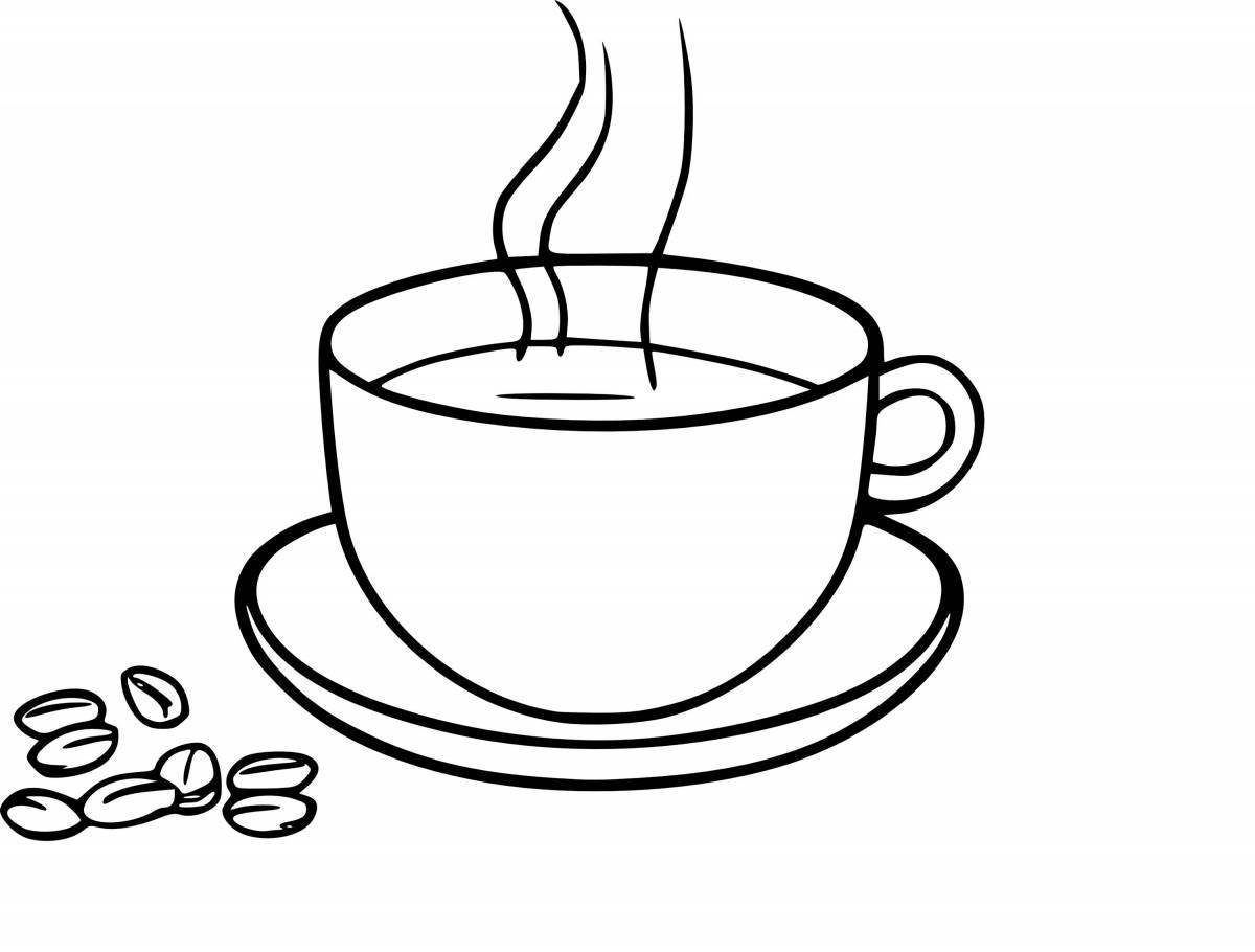 Colorful tea cup coloring book