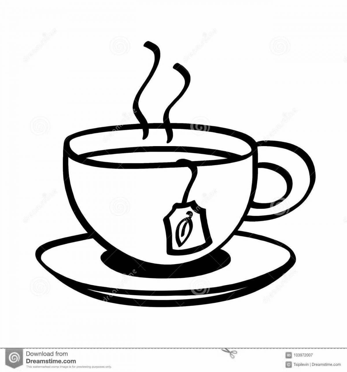 Refreshing tea cup coloring page