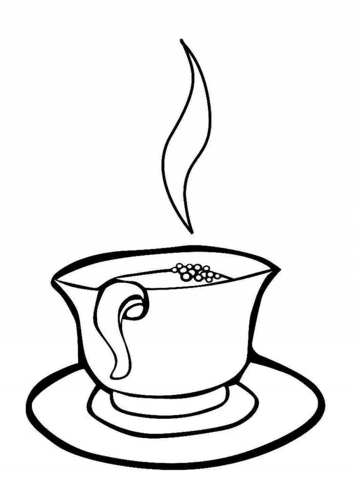 Gorgeous tea cup coloring page
