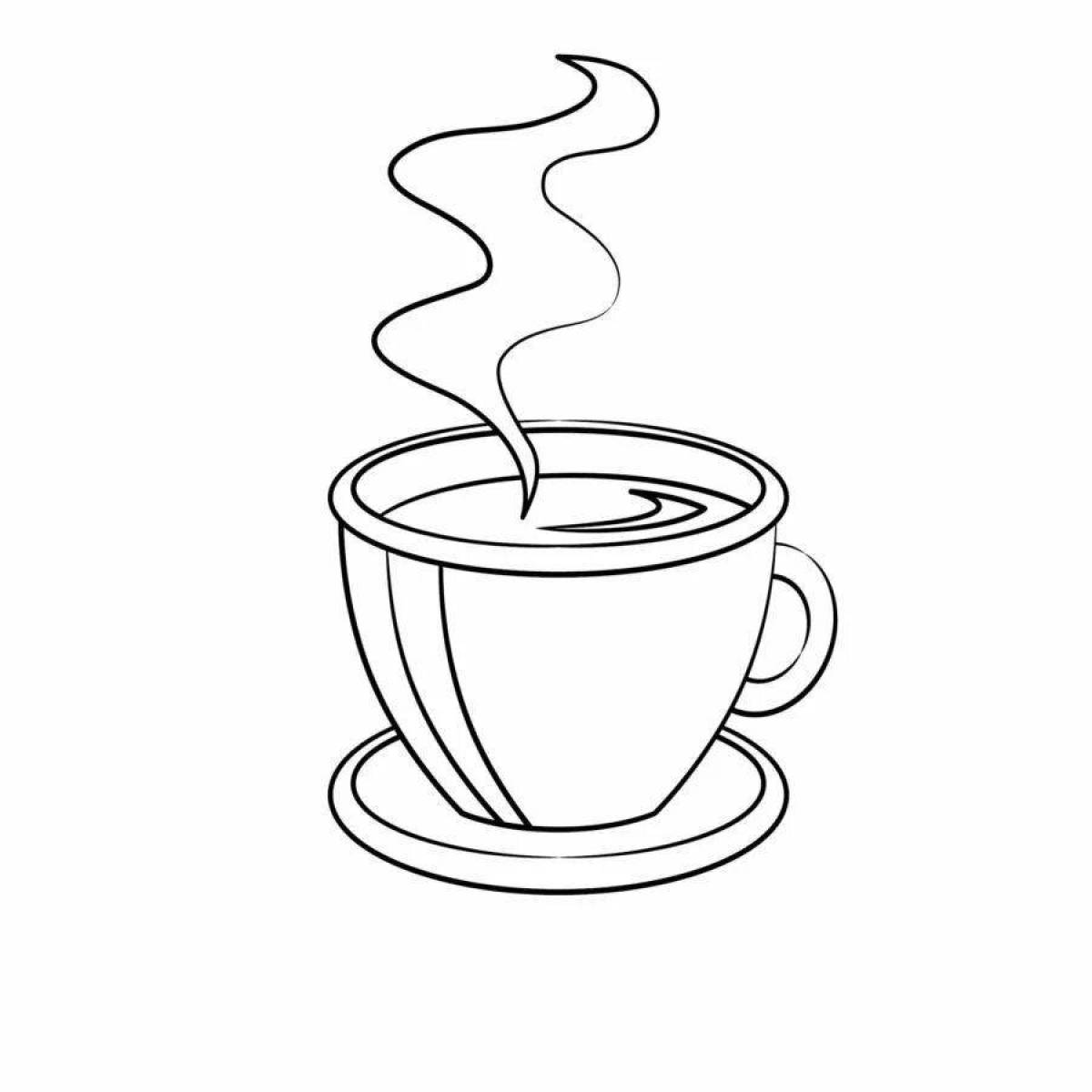 Gorgeous cup of tea coloring page