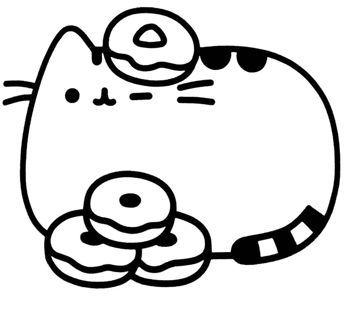 Раскраска пухлая кошка с пряжей
