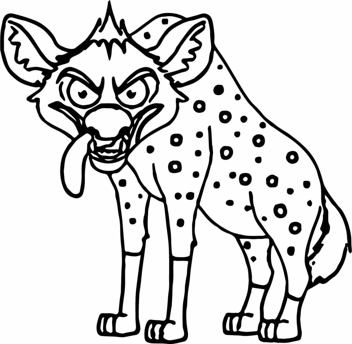 Coloring page happy striped hyena