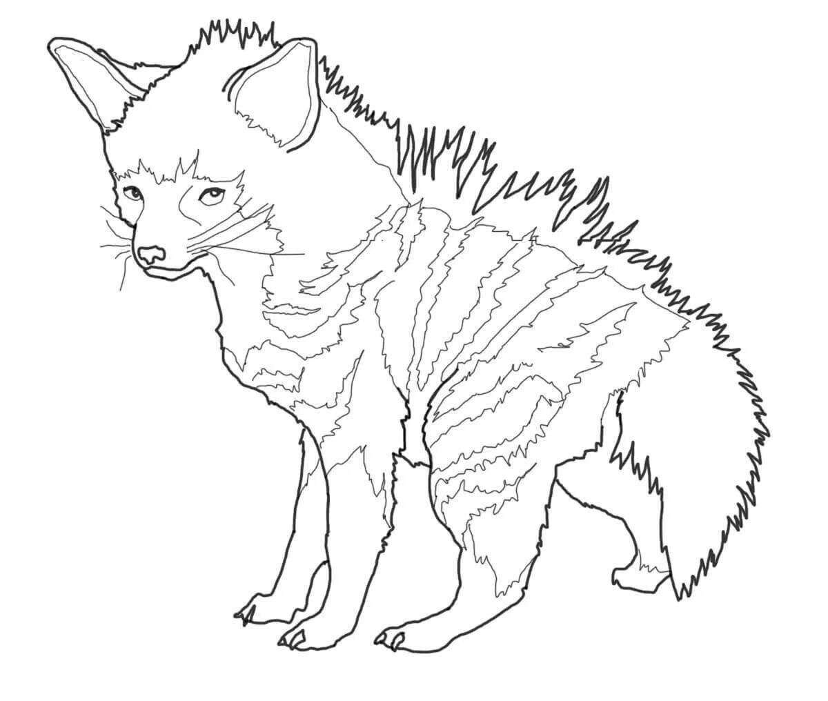 Coloring book big striped hyena