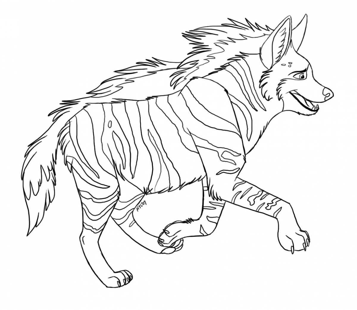 Adorable striped hyena coloring page