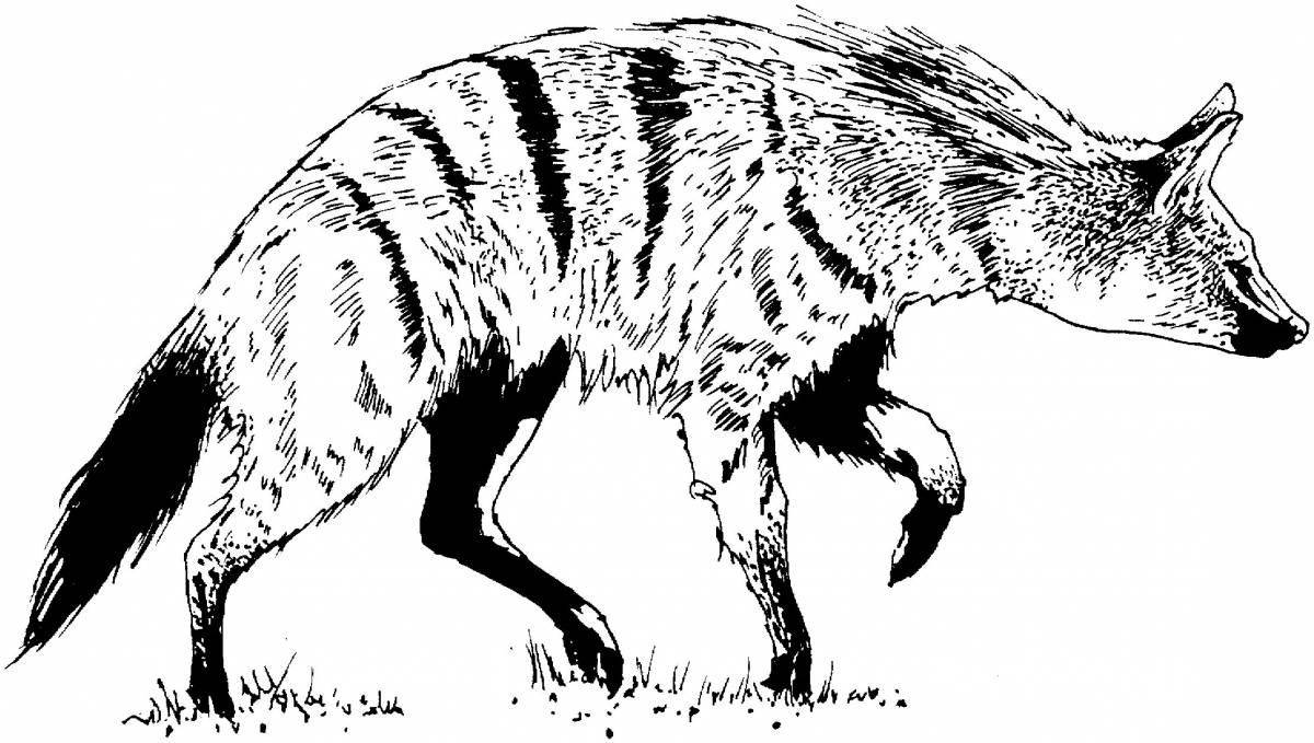 Coloring page cute striped hyena