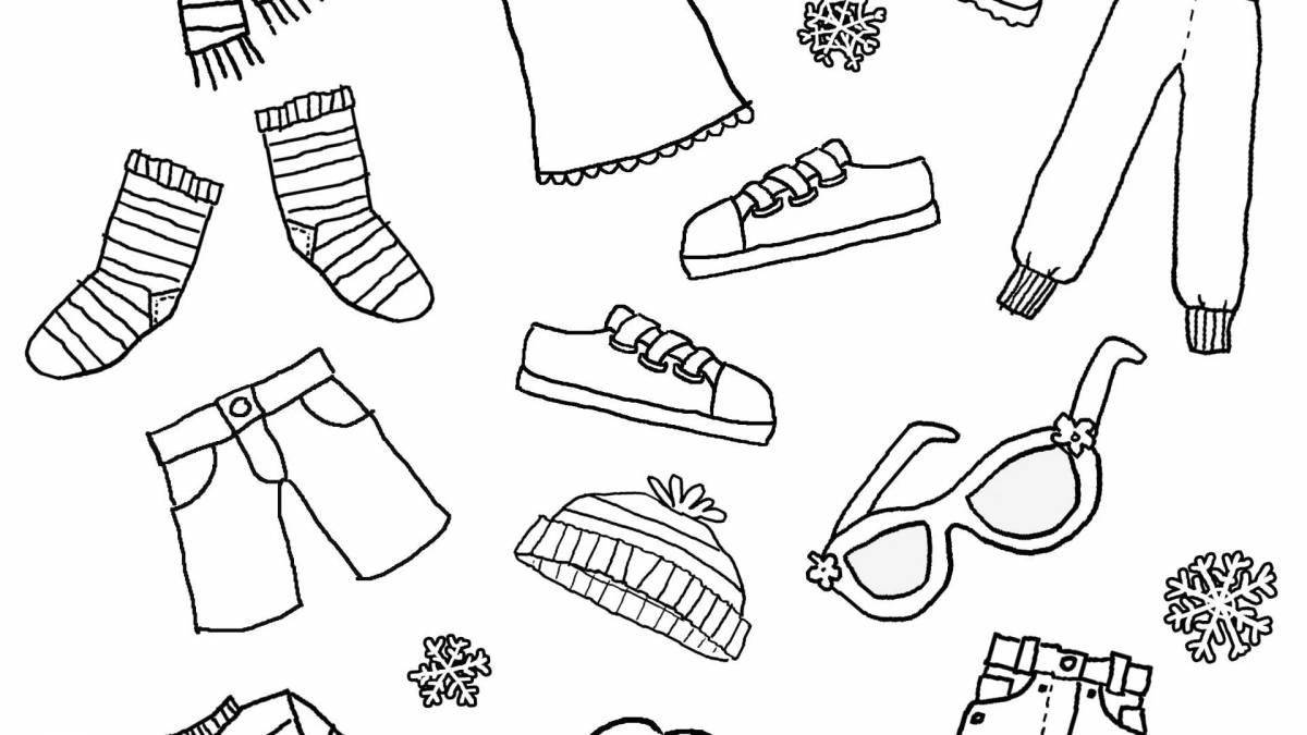Coloring page fluffy winter clothes