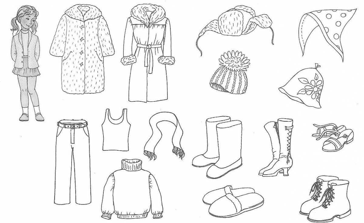 Coloring page elegant winter clothes