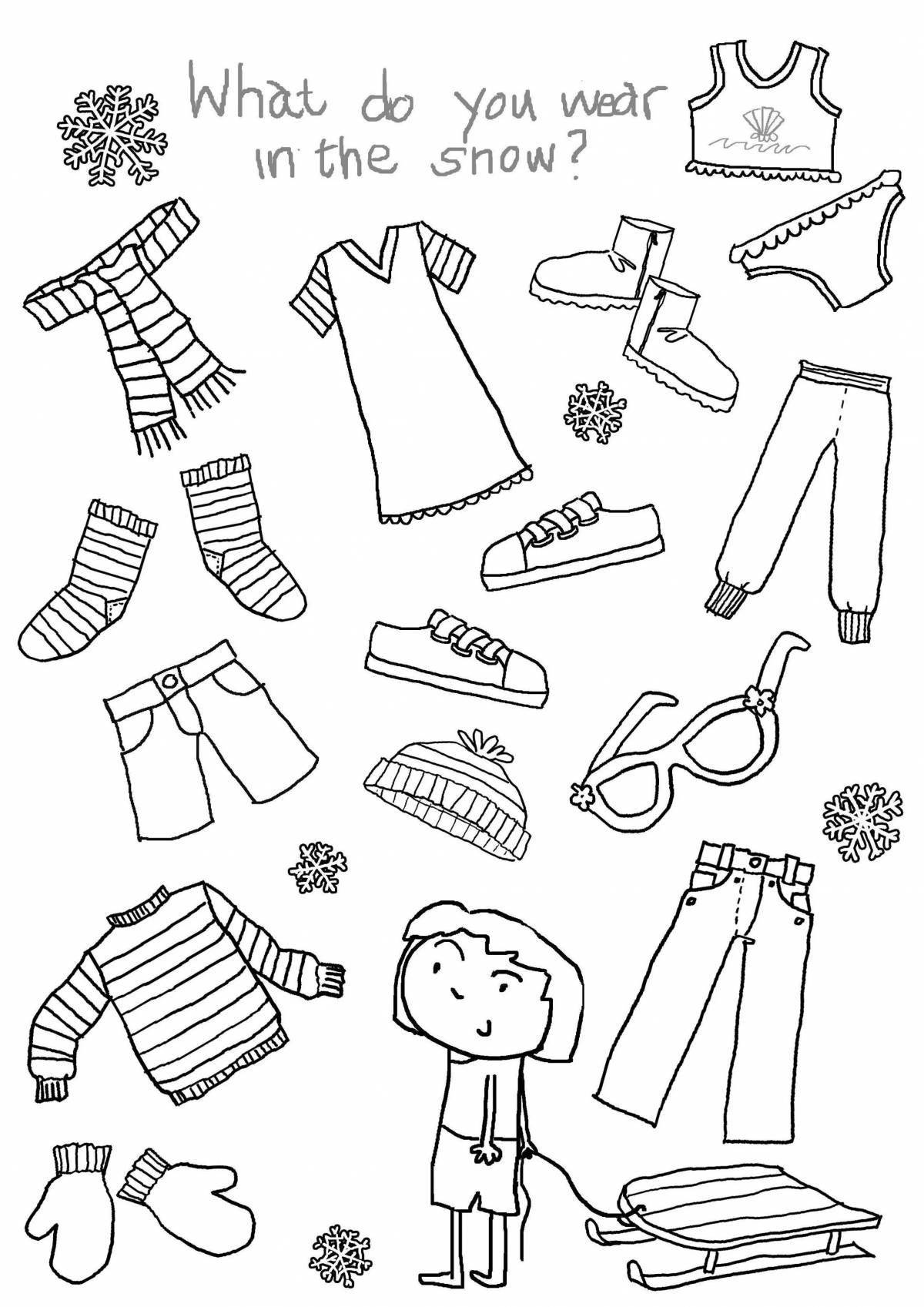 Coloring page beautiful winter clothes