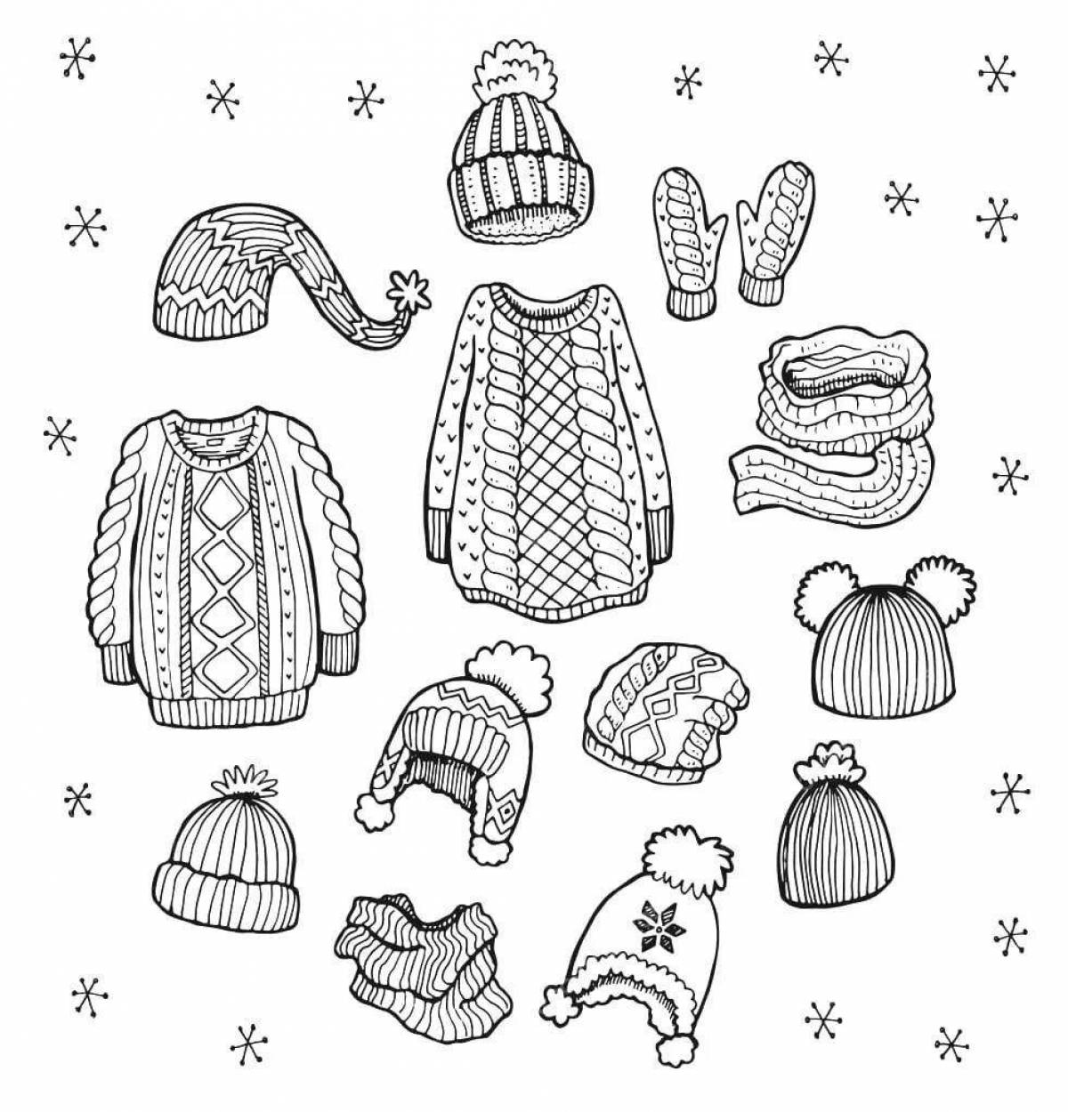 Fancy winter clothes coloring page