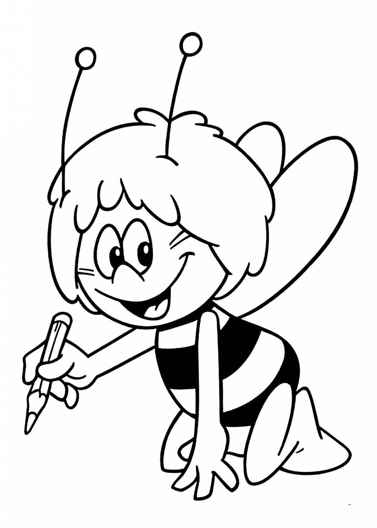 Яркая пчела-раскраска