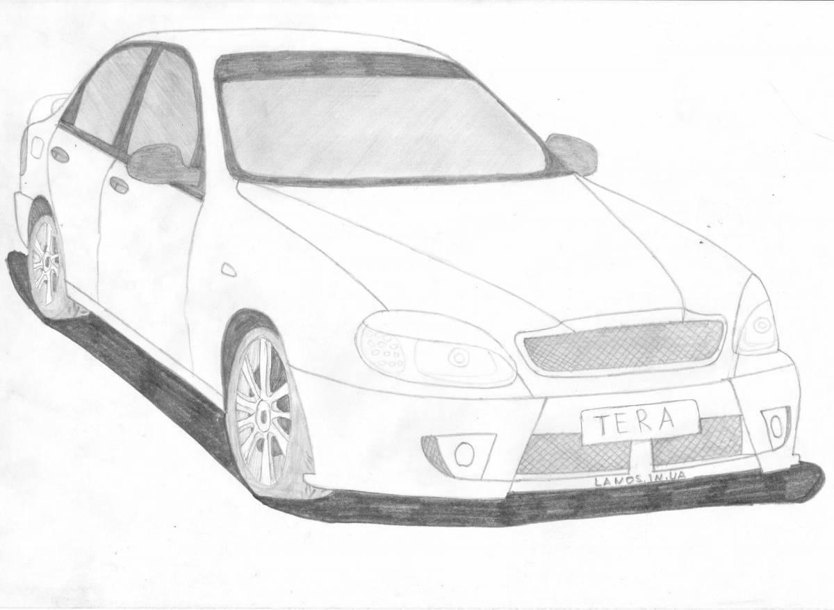 Раскраска очаровательная daewoo nexia