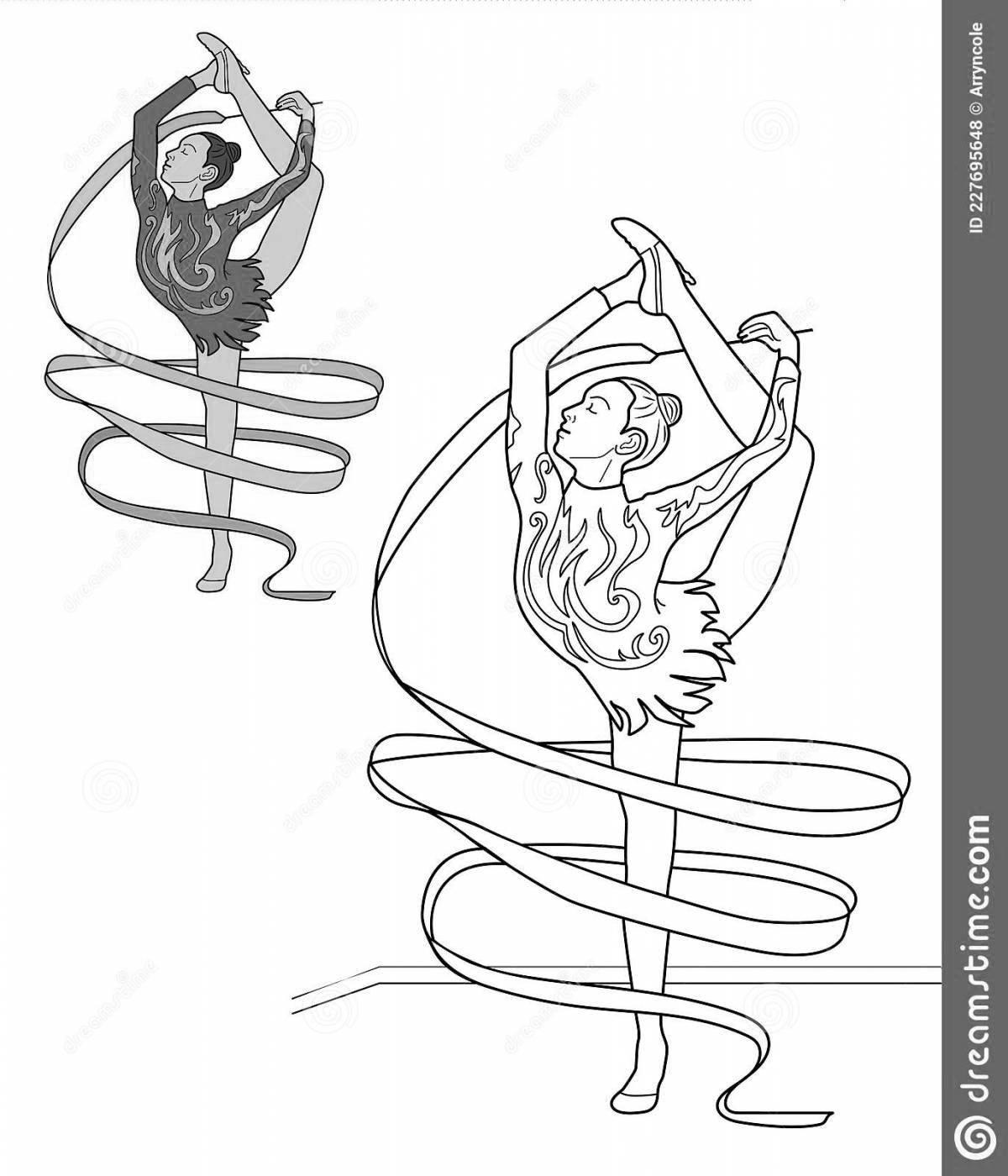 Раскраска элегантная воздушная гимнастка
