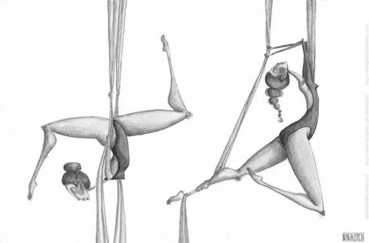 Coloring page acrobatic aerial gymnast