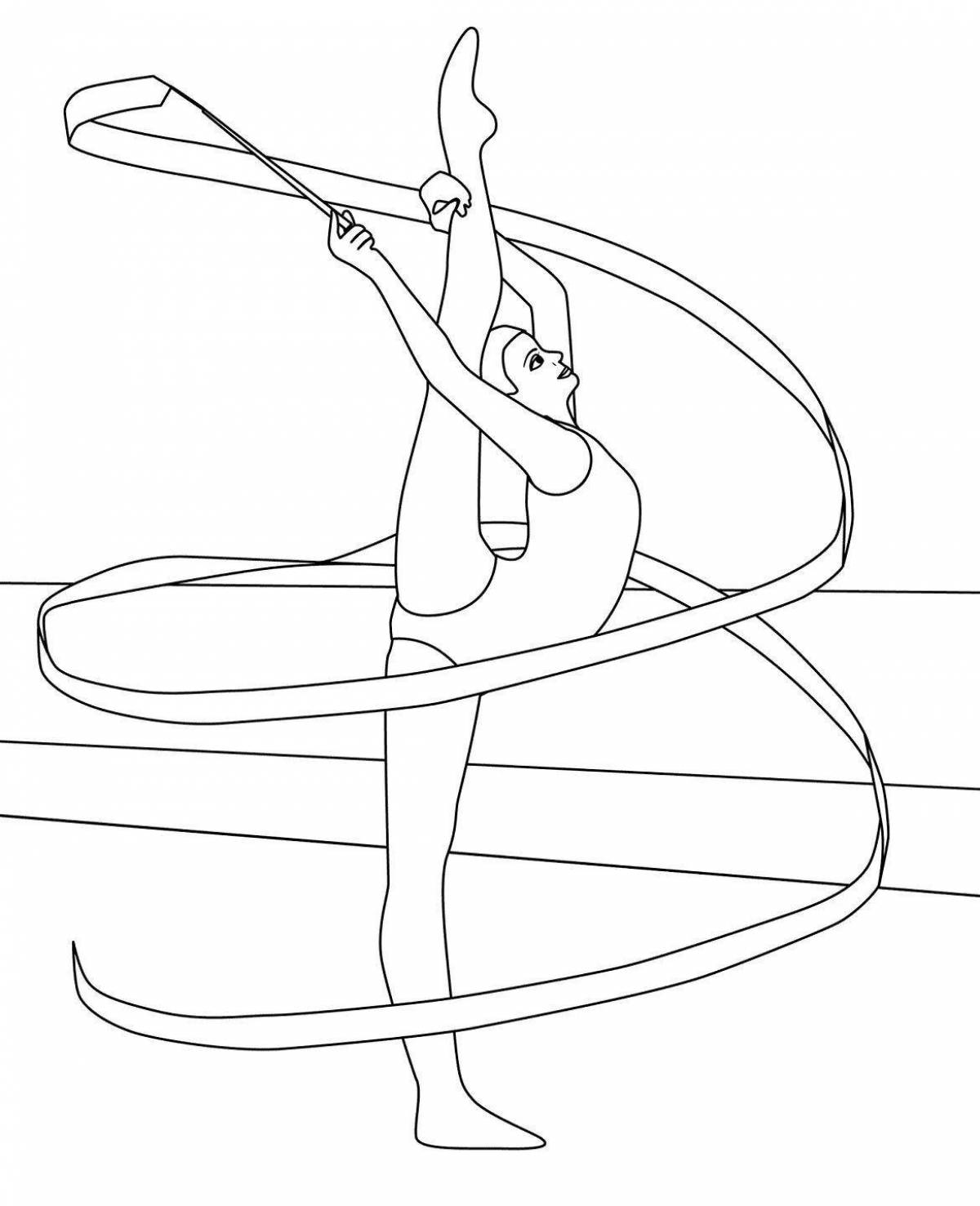 Coloring page joyful aerial gymnast