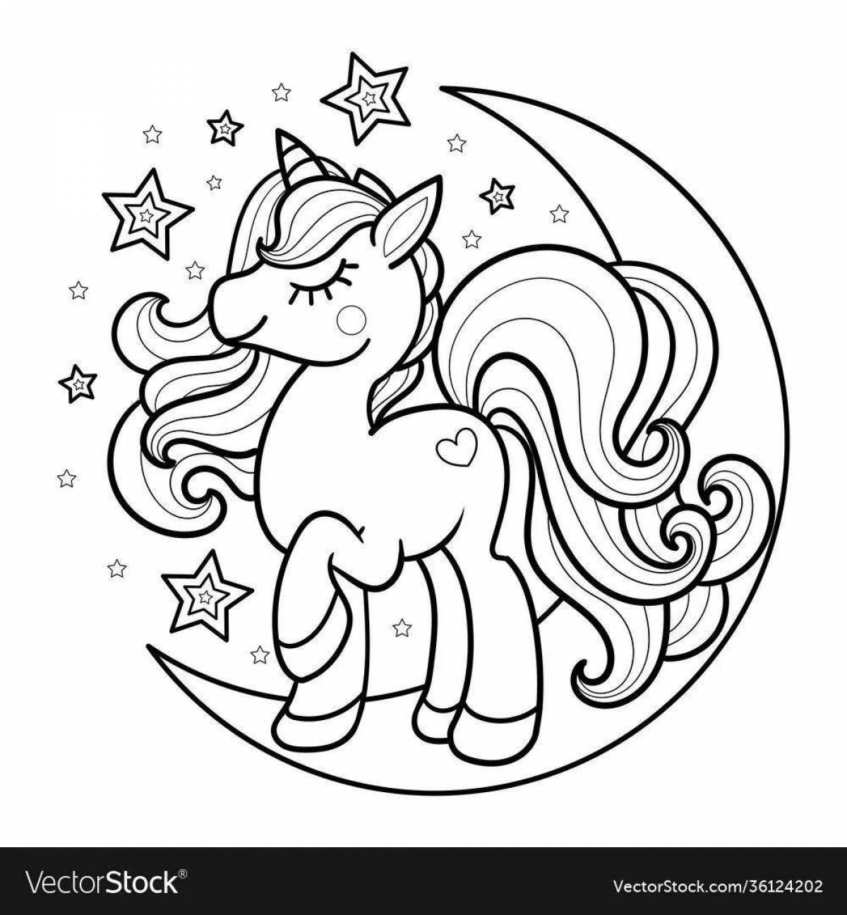 Fun coloring unicorn moon