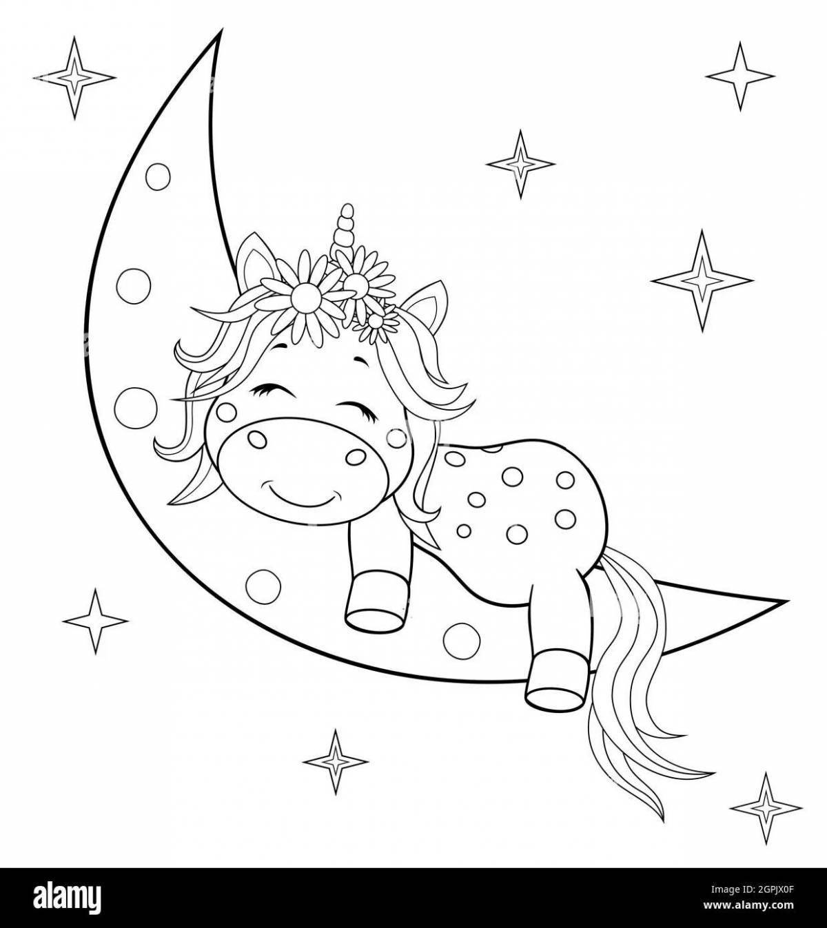 Royal coloring unicorn moon