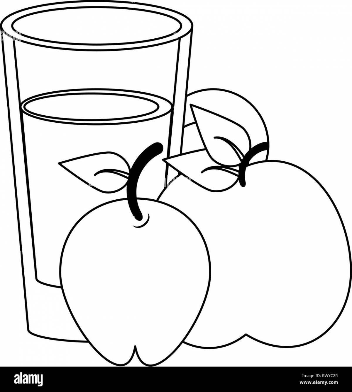 Joyful apple juice coloring page
