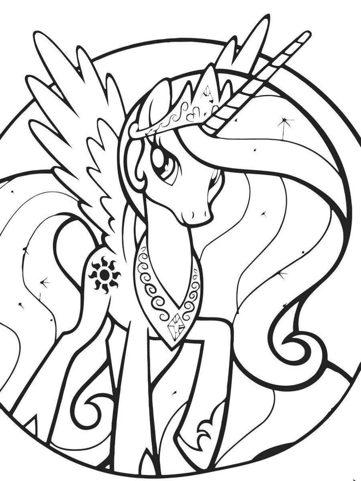 Celestia unicorn shining coloring book