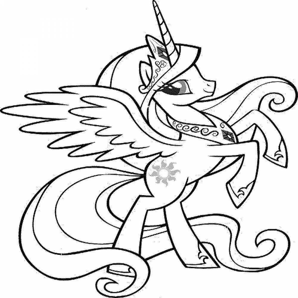 Celestia unicorn playful coloring page