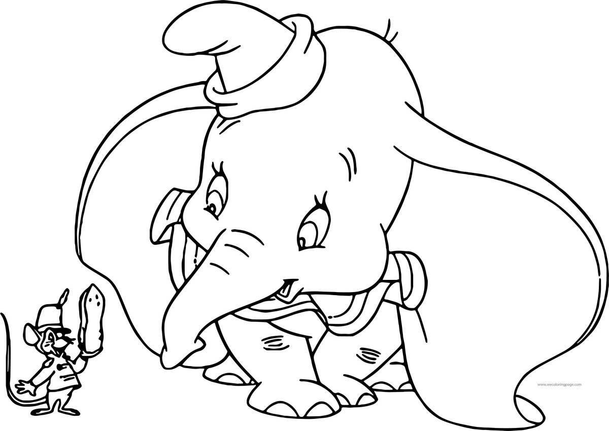 Анимированная страница-раскраска «слоненок дамбо»