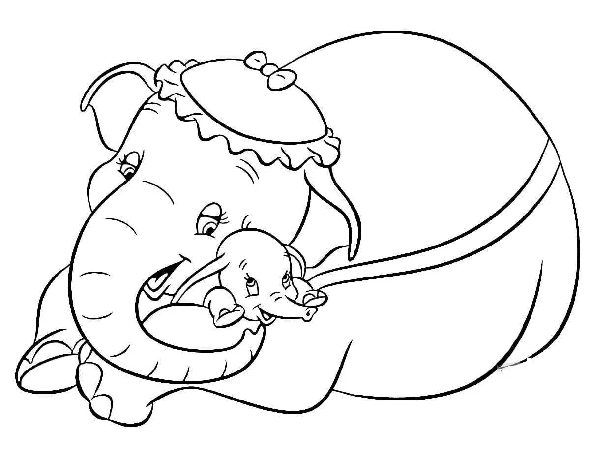 Colorful Dumbo Elephant Coloring Page