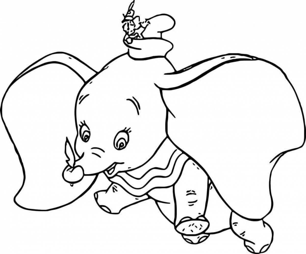 Luminous Dumbo Elephant Coloring Page