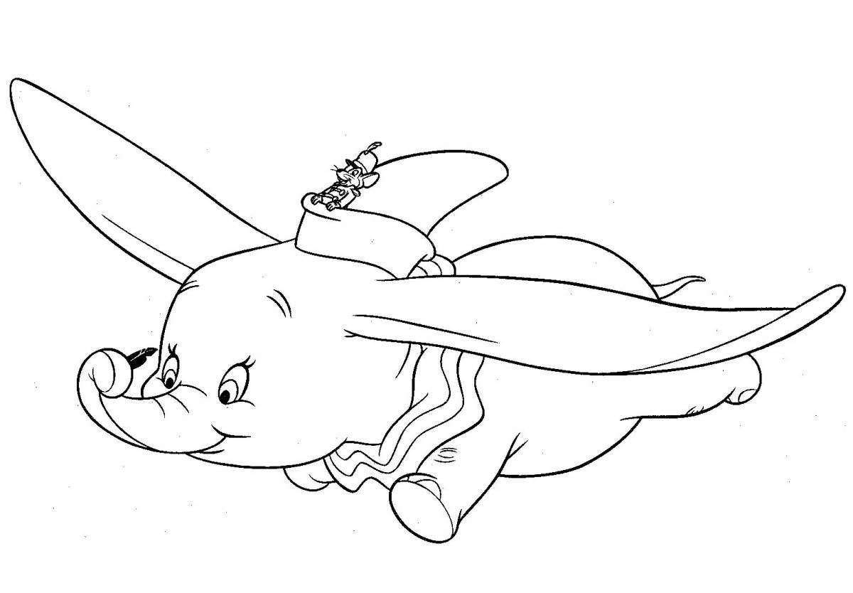 Grand coloring page baby elephant dumbo