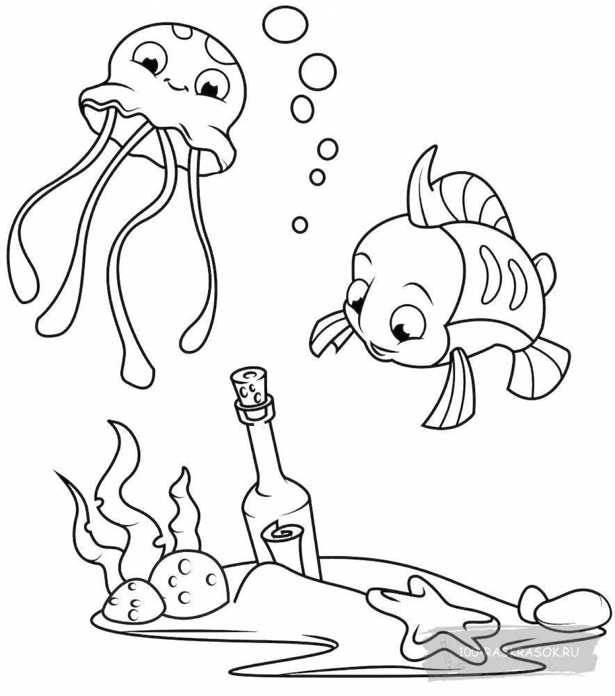 Glorious water world coloring page