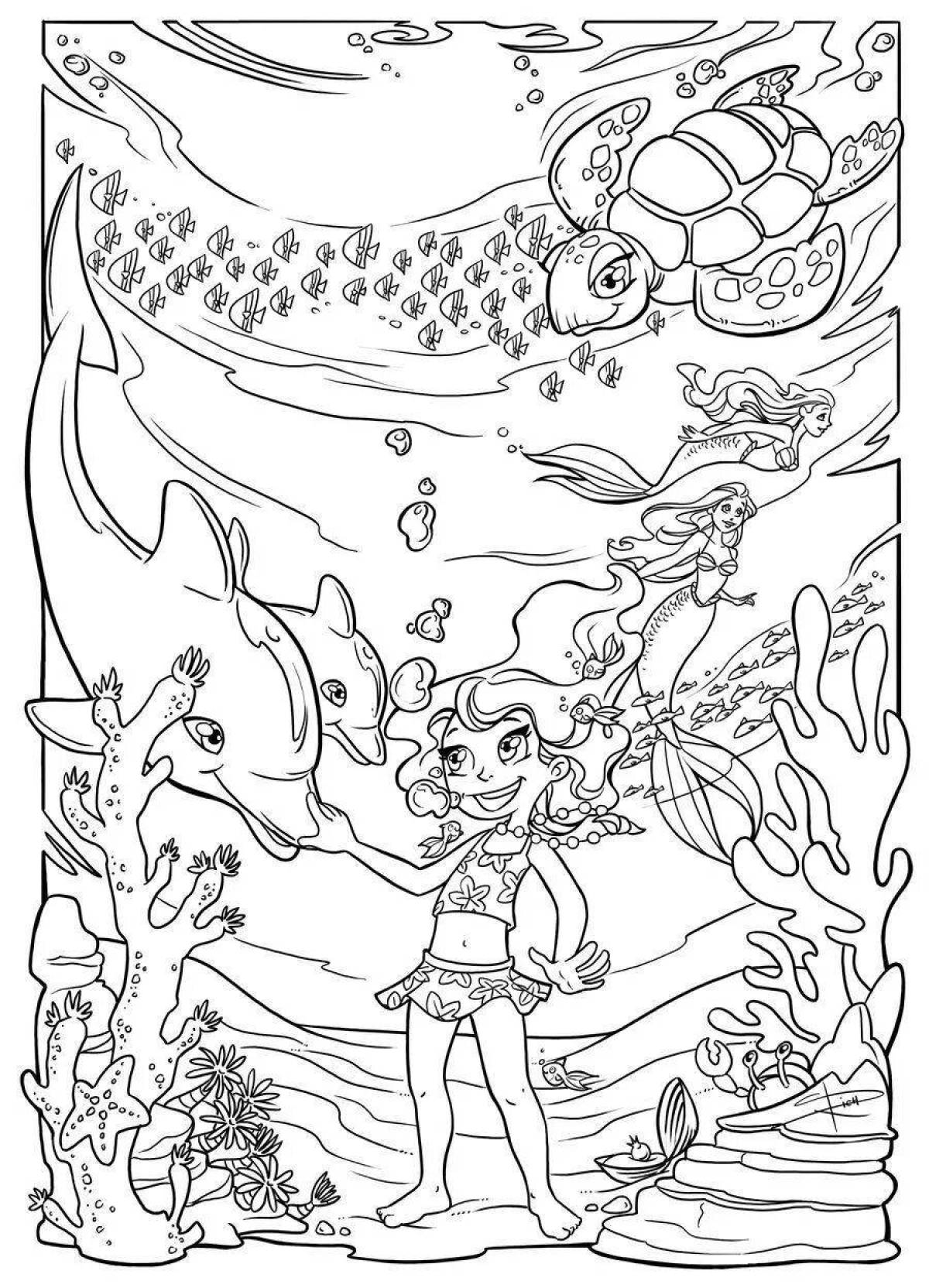 Coloring page inviting water world
