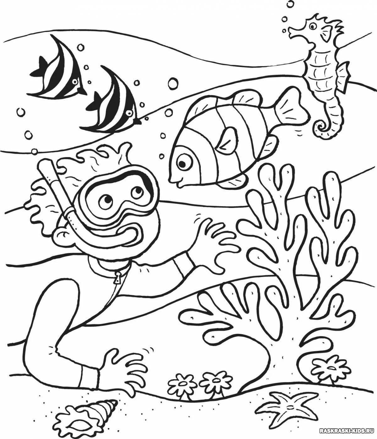Glowing water world coloring page