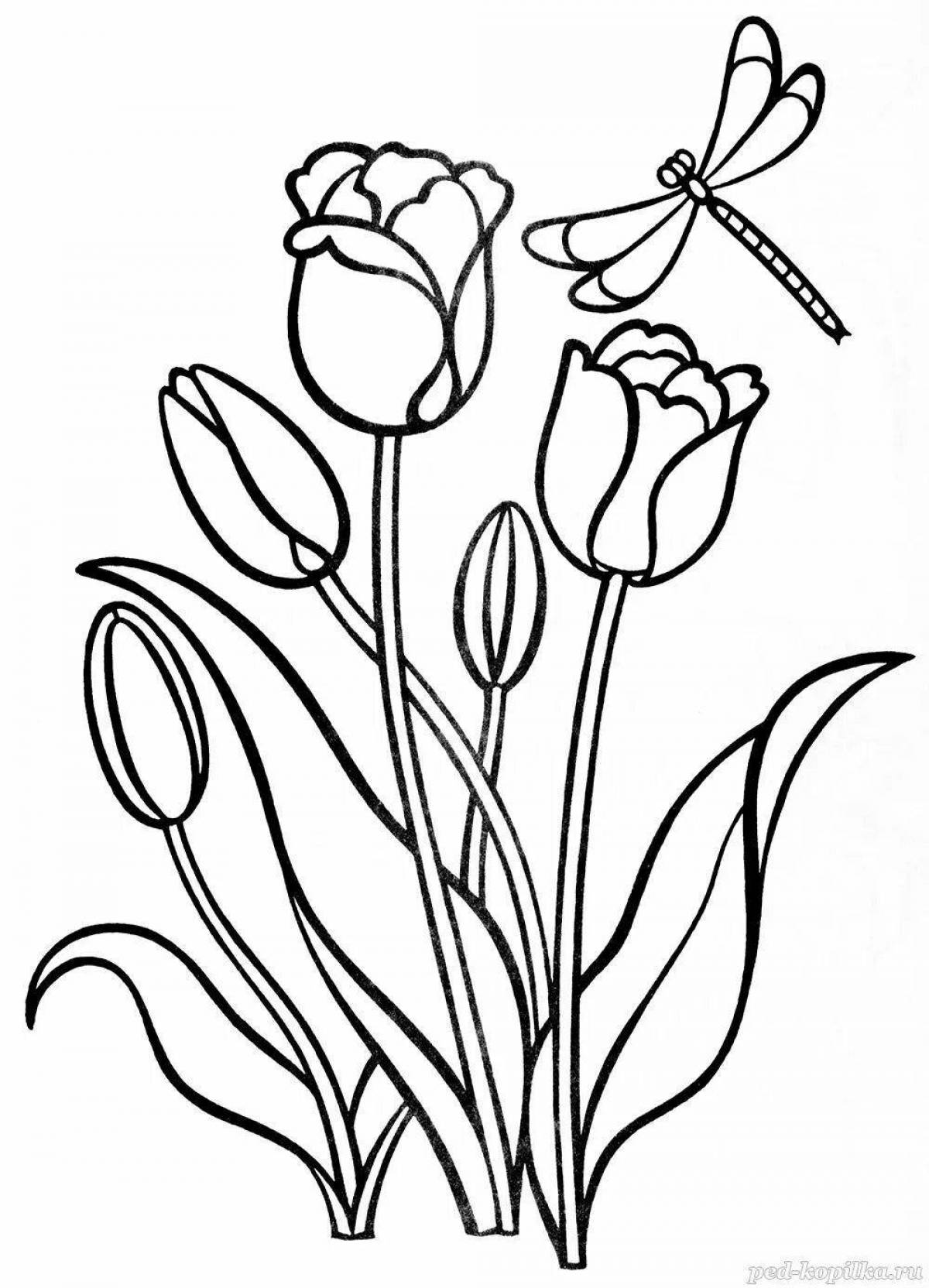 Coloring page joyful tulip