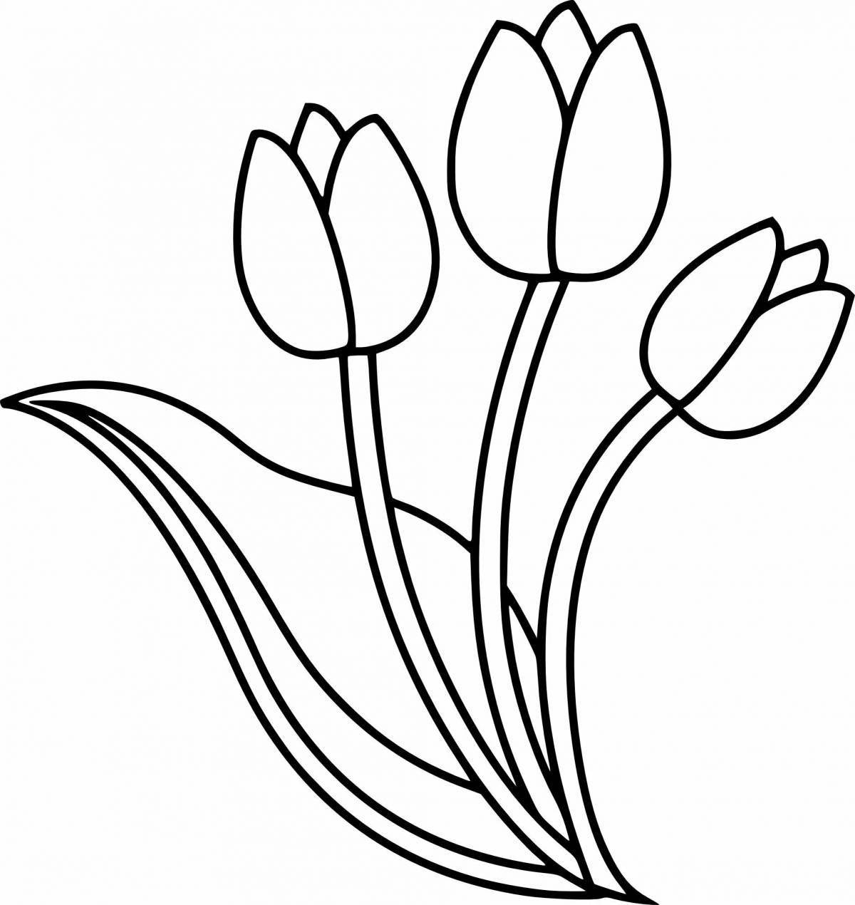 Игривая страница раскраски тюльпанов