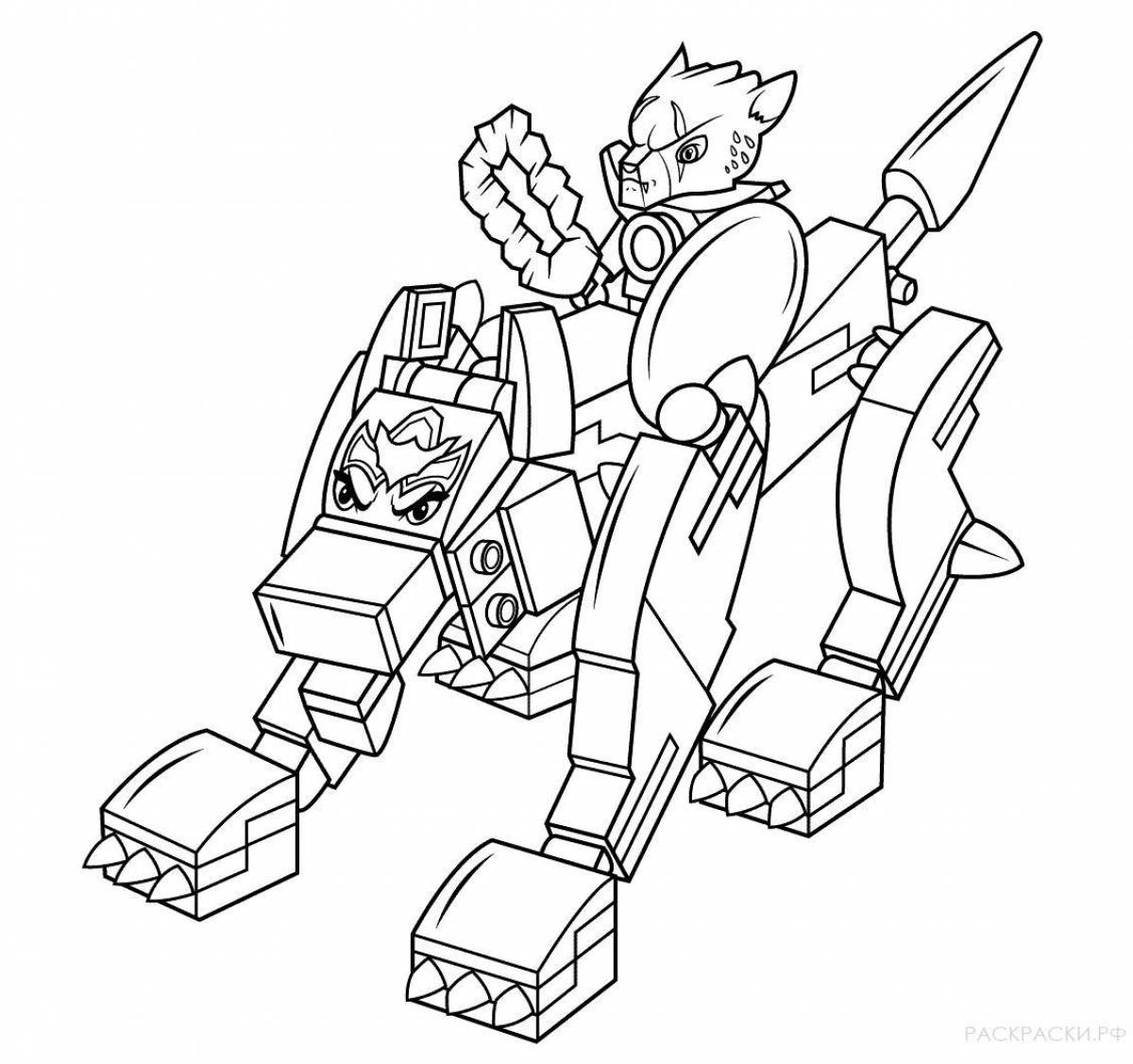 Colorful lego robot coloring page