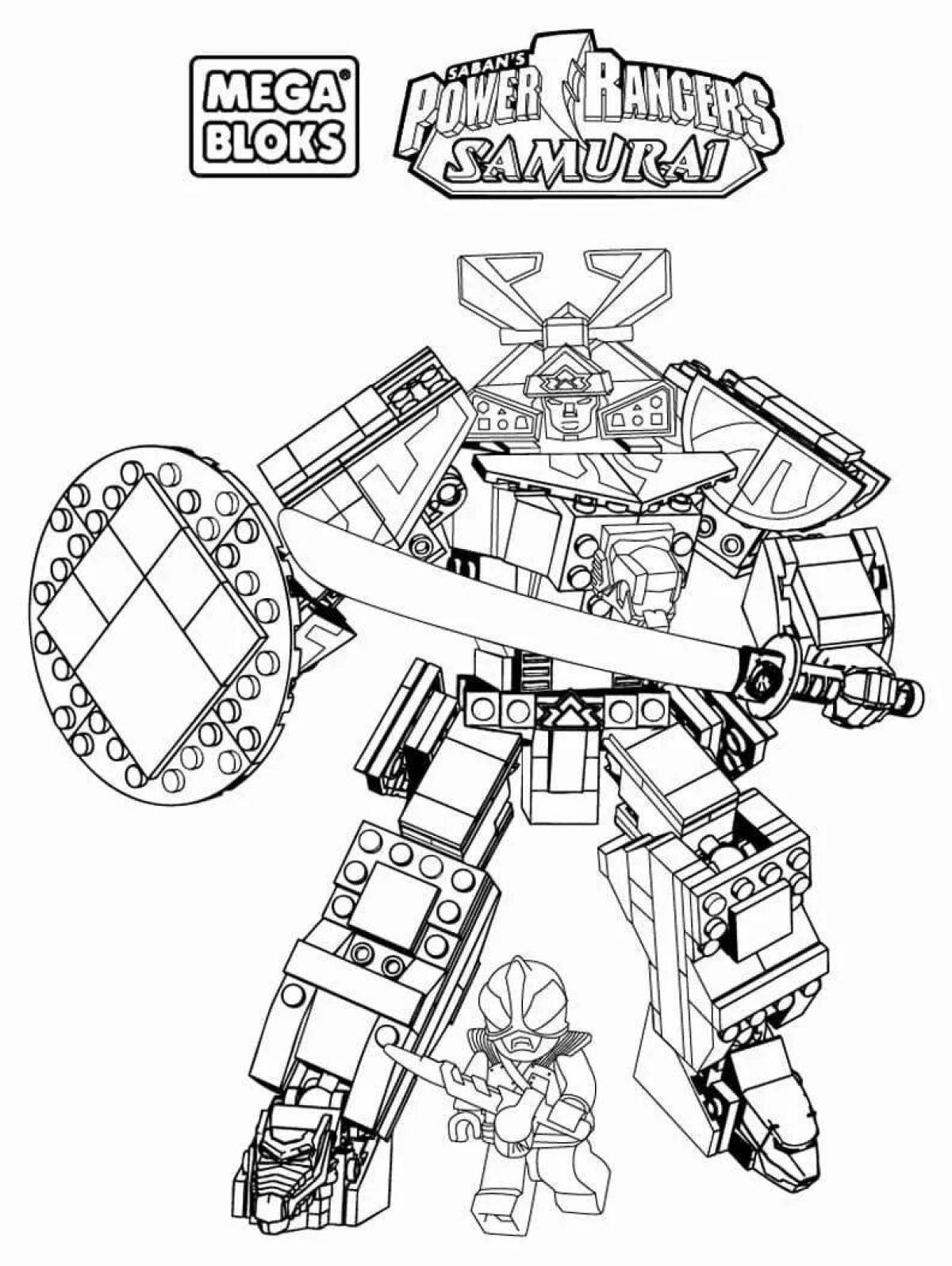 Joyful lego robot coloring page