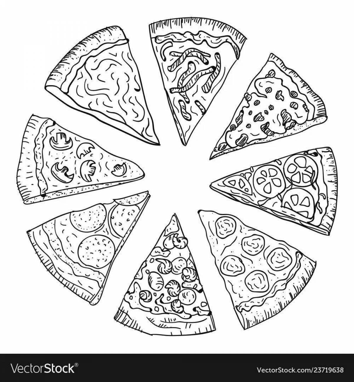 Attractive pizza coloring page