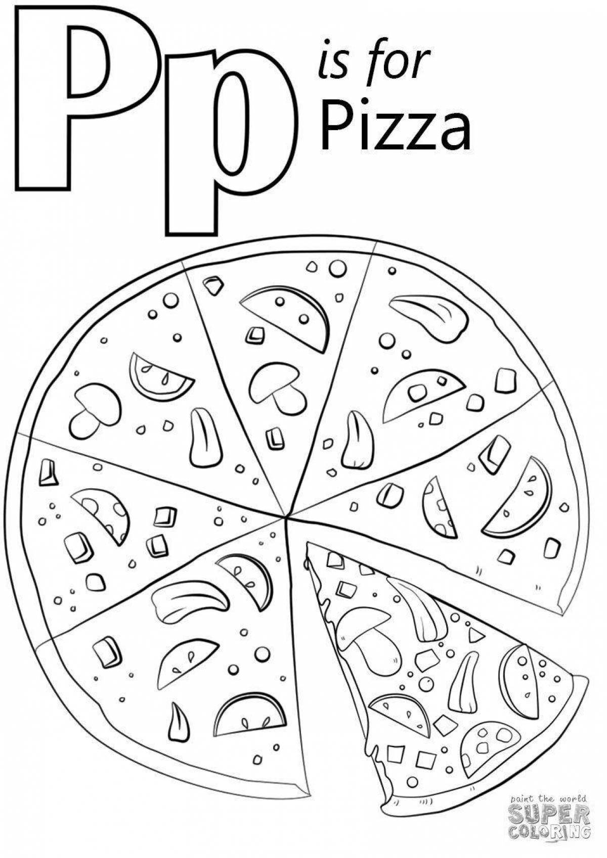 Adorable pizza coloring page