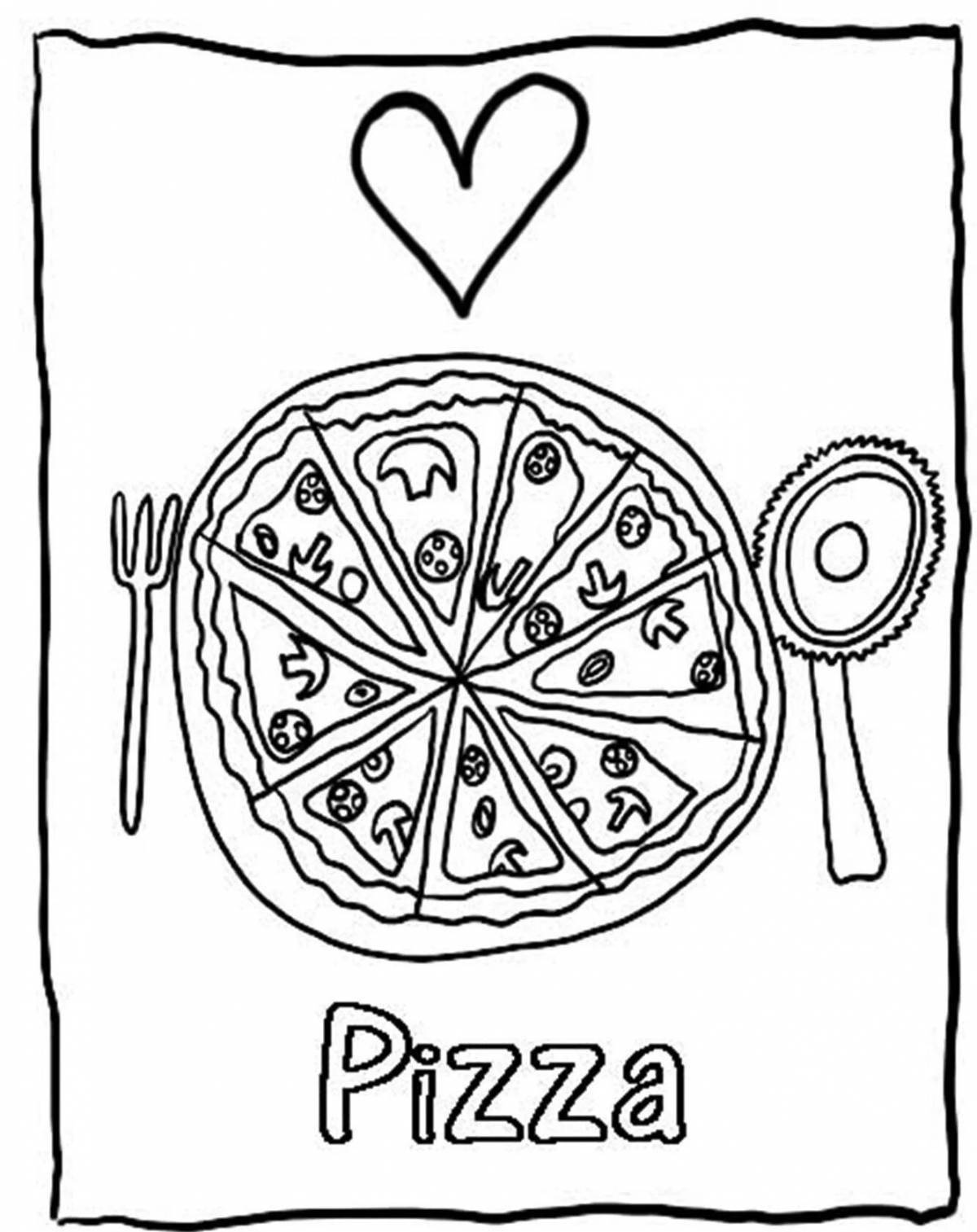 Intriguing pizza coloring page