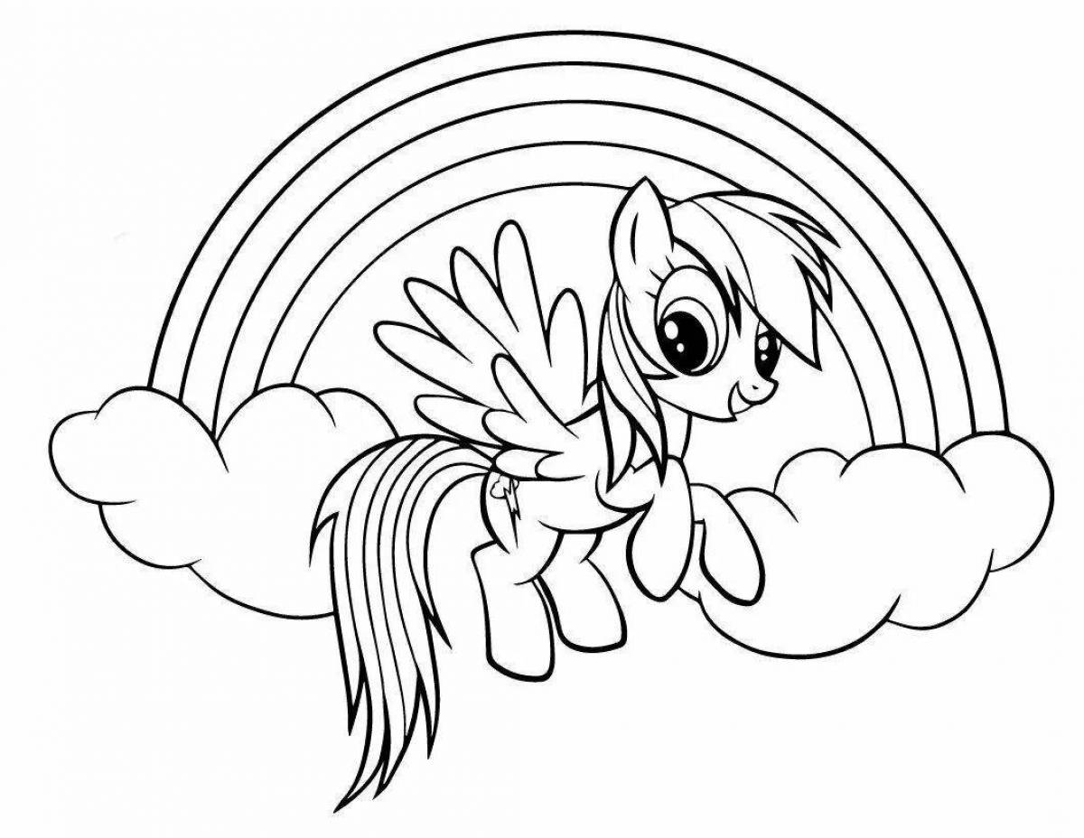 Colorful print pony coloring page